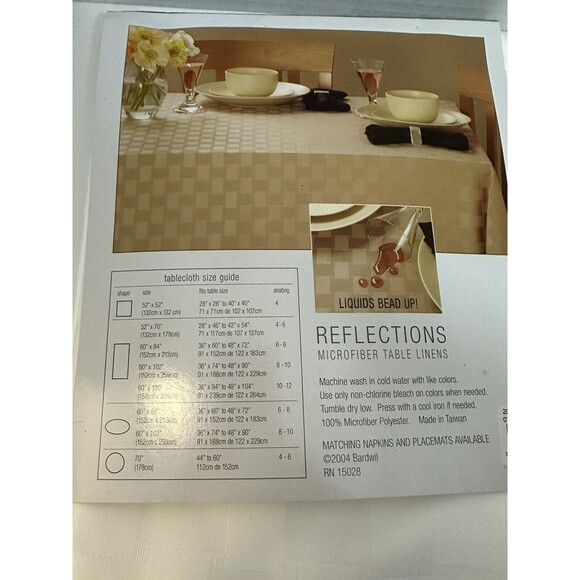 Reflections Microfiber Table Linens White Check  Tablecloth 60”  Round New - Picture 5 of 6